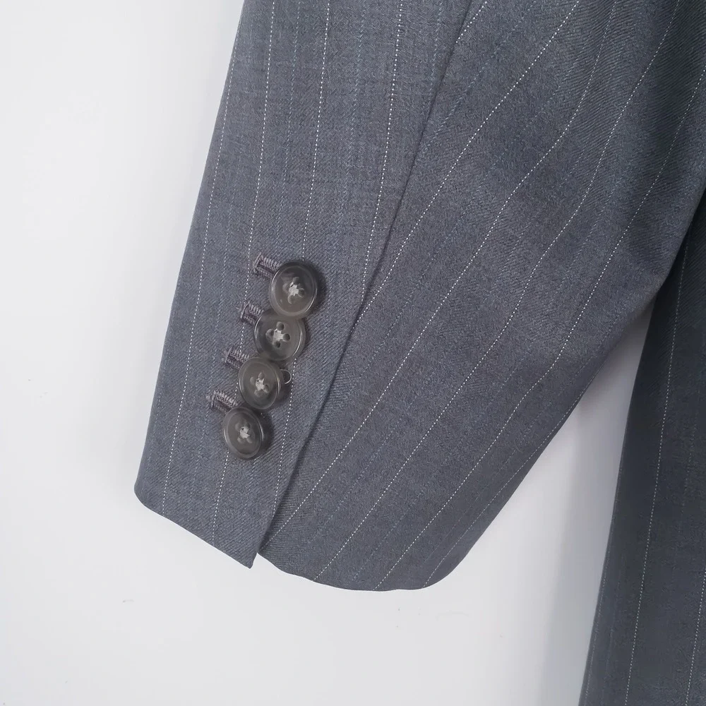 Ermenegildo Zegna Blazer Mens 58L Grey Pinstripe Trofeo Wool Neiman Marcus